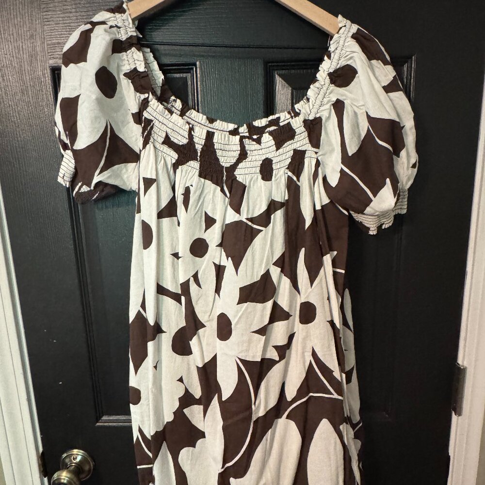 NWOT Free People Flowered Mini Dress Puff Sleeves Medium